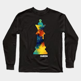 Queen Chess Piece Color Splash Long Sleeve T-Shirt